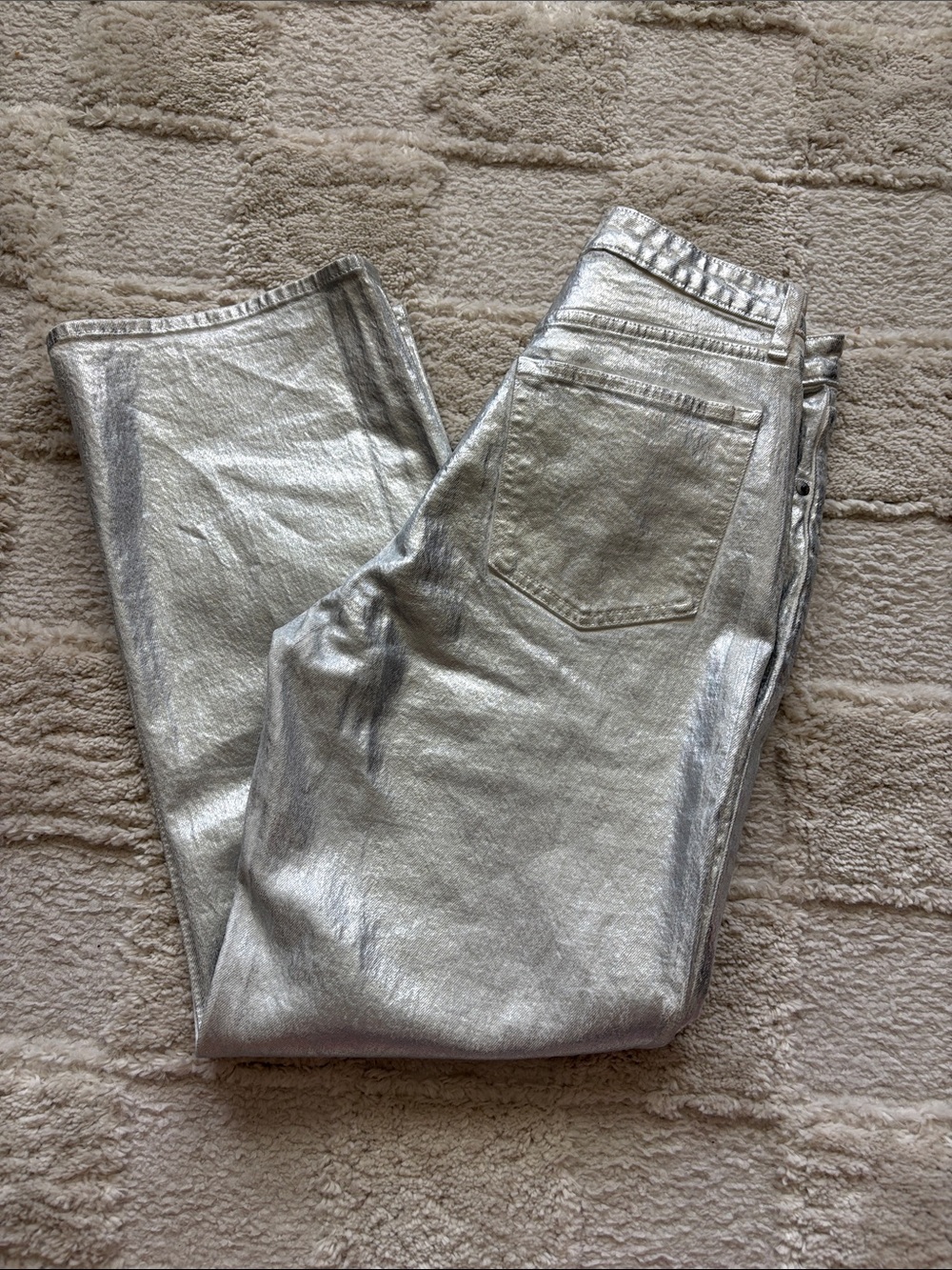 Abercrombie & Fitch Metallic Silver Straight Leg Jeans